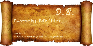 Dvorszky Bálint névjegykártya