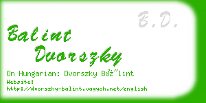 balint dvorszky business card